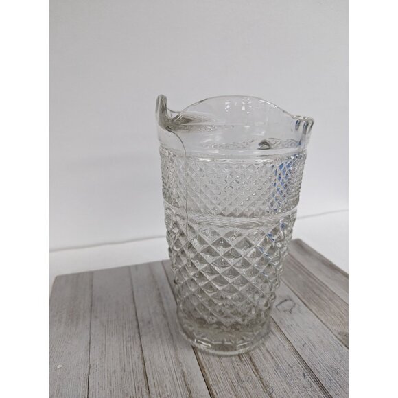 Anchor Hocking Wexford Pitcher #2 Clear Pressed Glass Diamond Point Vintage 9" - Picture 3 of 6